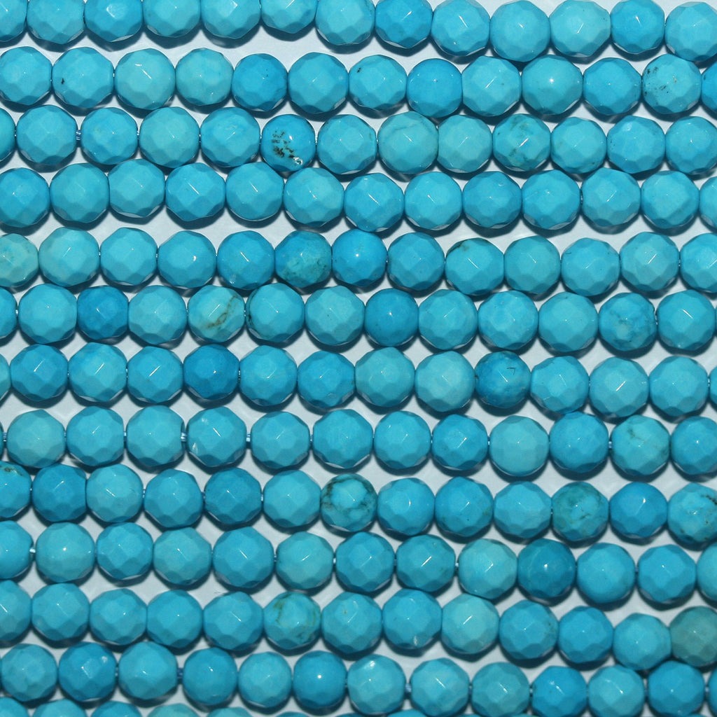 Perles rondes à facettes en turquoise St. de 15 pouces, 4-4,5 mm. - Fil de 39 cm.