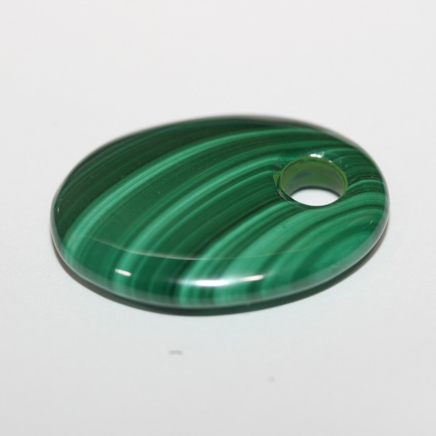 Pendentif ovale lisse en malachite 30 x 22 mm - Réf. 14811