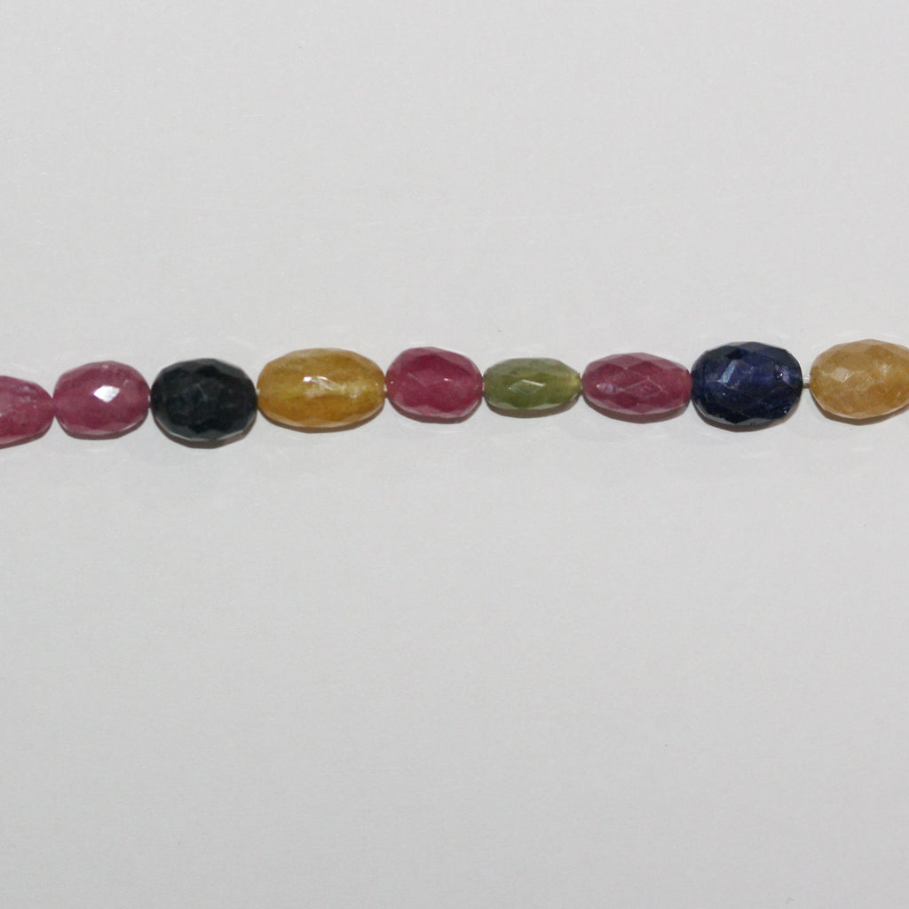 Cuentas ovaladas facetadas de zafiro multicapa de 18" (9 x 5 mm) - Hilo de 43 cm