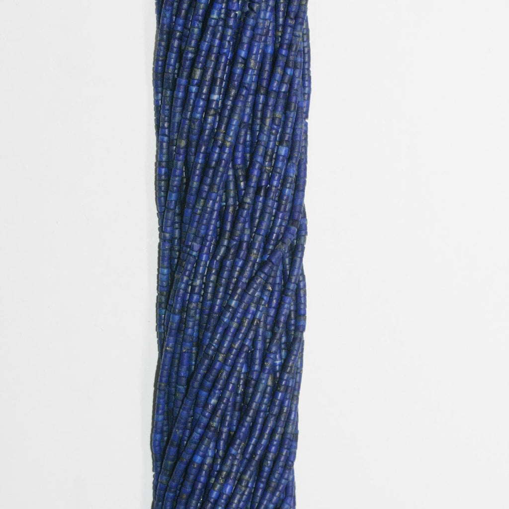 Perles tubulaires lisses en lapis-lazuli St Tiny 2x1mm.-Rig 39cm.