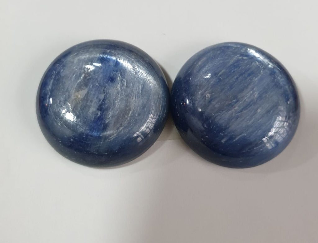 Lote de 2 cabujones redondos de cianita de 20 mm. (2 piezas)