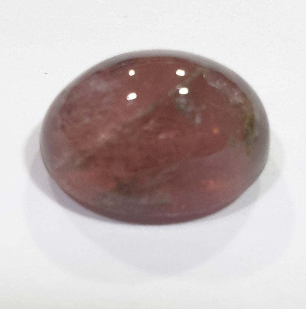 Tourmaline rose géante, cabochon allongé 13 x 10 mm, 7,4 ct - Tourmaline couleur fraise - Pierre non traitée - Propriétés curatives