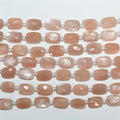 Cuentas rectangulares facetadas de piedra lunar marrón claro de 7" de 9 x 6 mm - Hilo de 17 cm.