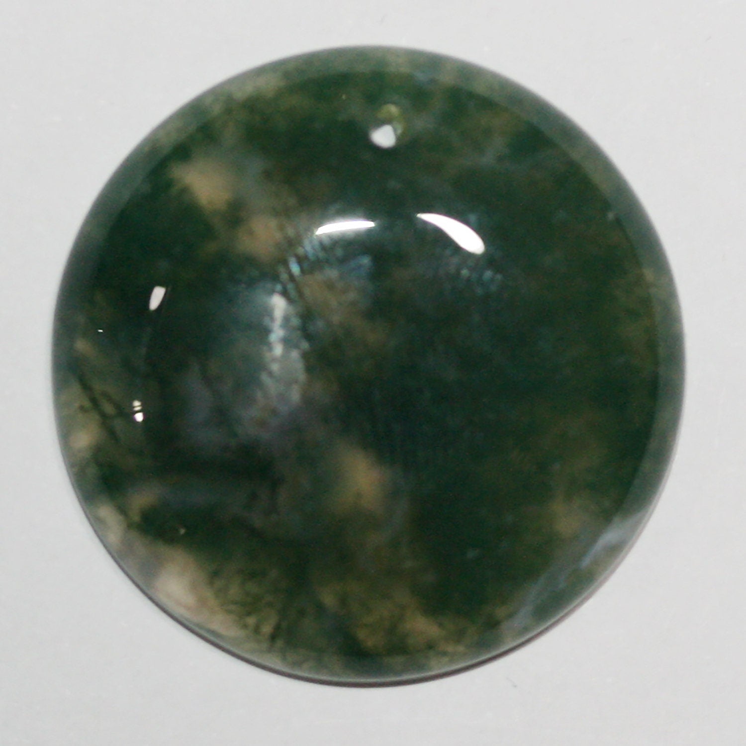 Colgante redondo de ágata musgosa de 28-30 mm