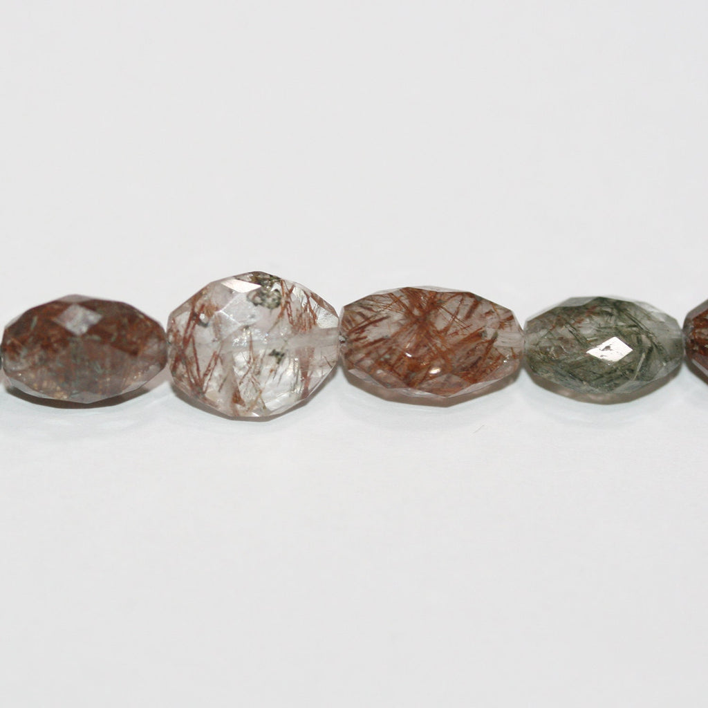 Perles de quartz rutile facettées en forme de pépites de 8 pouces (environ 10 x 12 mm) - Longueur du brin : 22 cm.