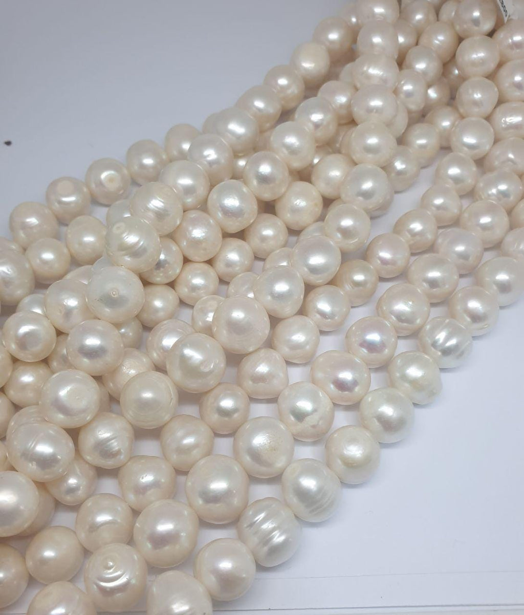 Perles rondes d'eau douce de 15 pouces (12-13 mm) - Collier de 39 cm - Perles naturelles - Prix de gros