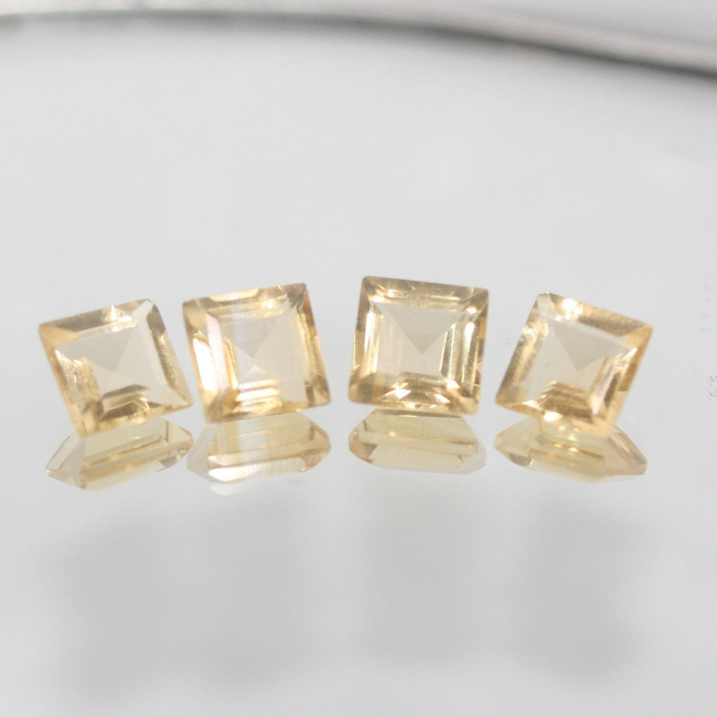 Lote de 4 piezas de citrino facetado cuadrado de 8 mm (4 piezas) - Ref. 650LO