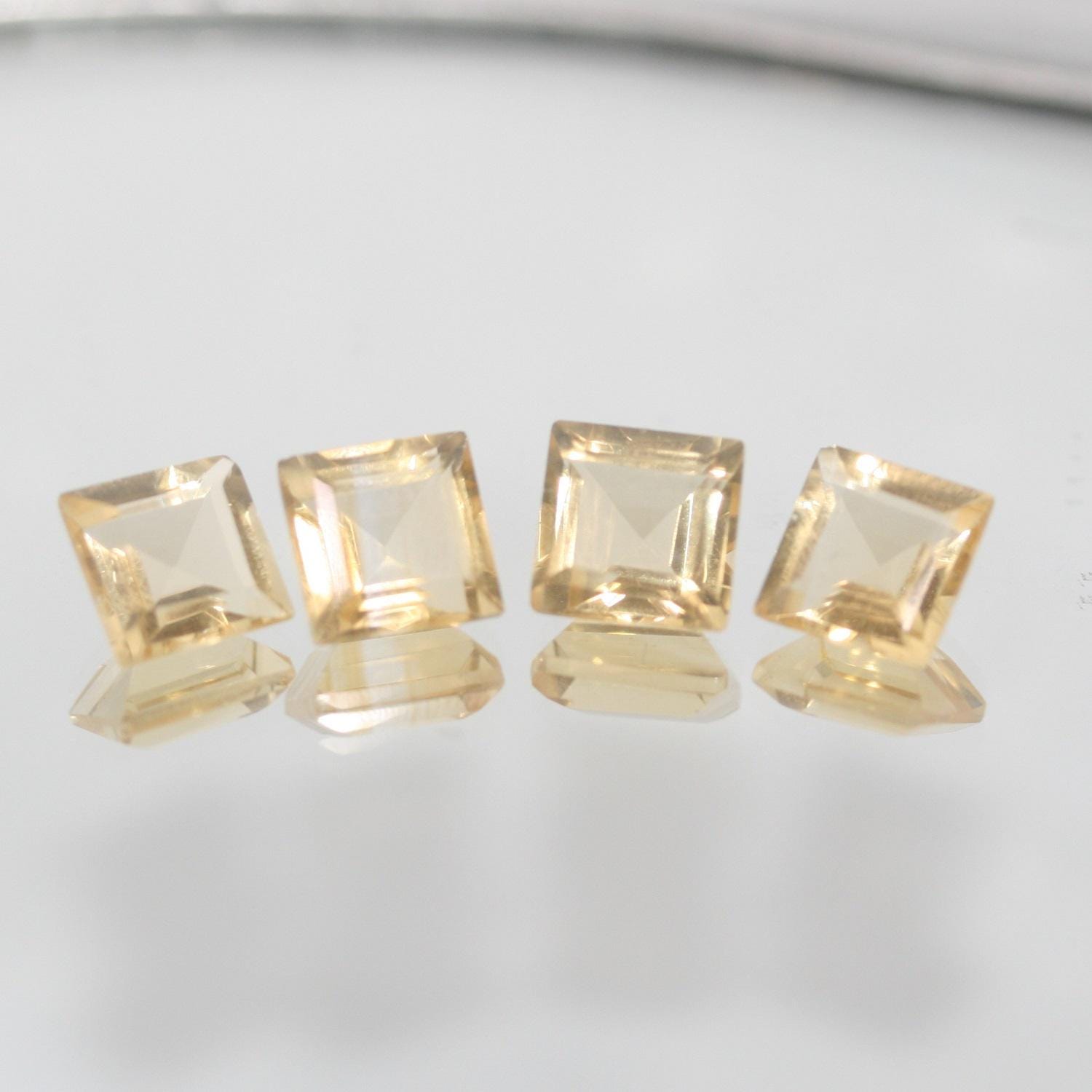 Lote de 4 piezas de citrino facetado cuadrado de 8 mm (4 piezas) - Ref. 650LO
