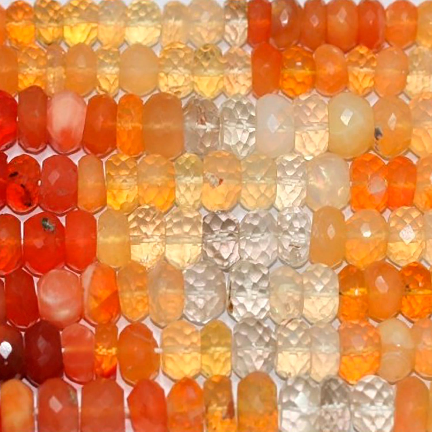 13" St  Fire Opal Faceted Rondelle Beads 7x4mm.-Approx.-Strand 37cm