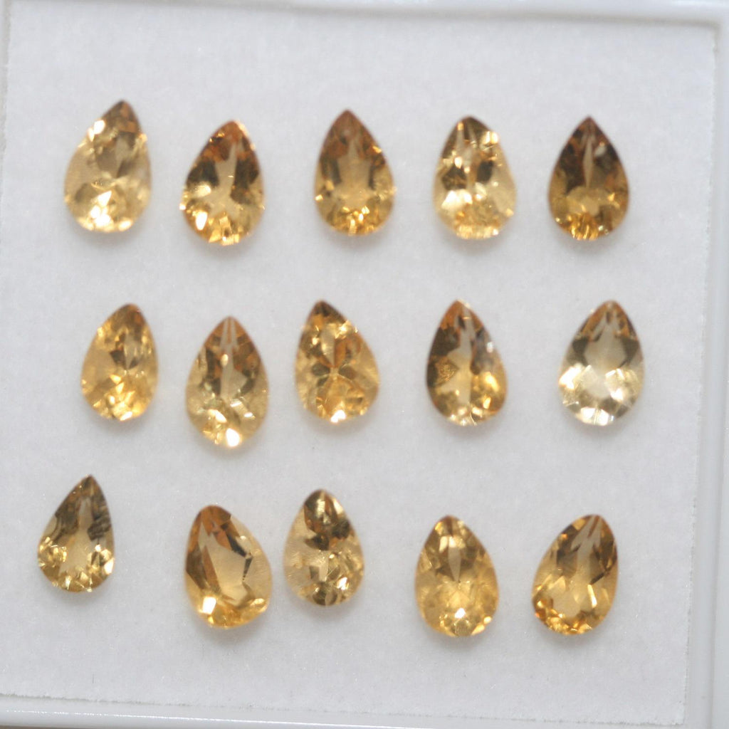 Lote de 15 gotas de citrino facetadas de 6 x 4 mm. (15 piezas).