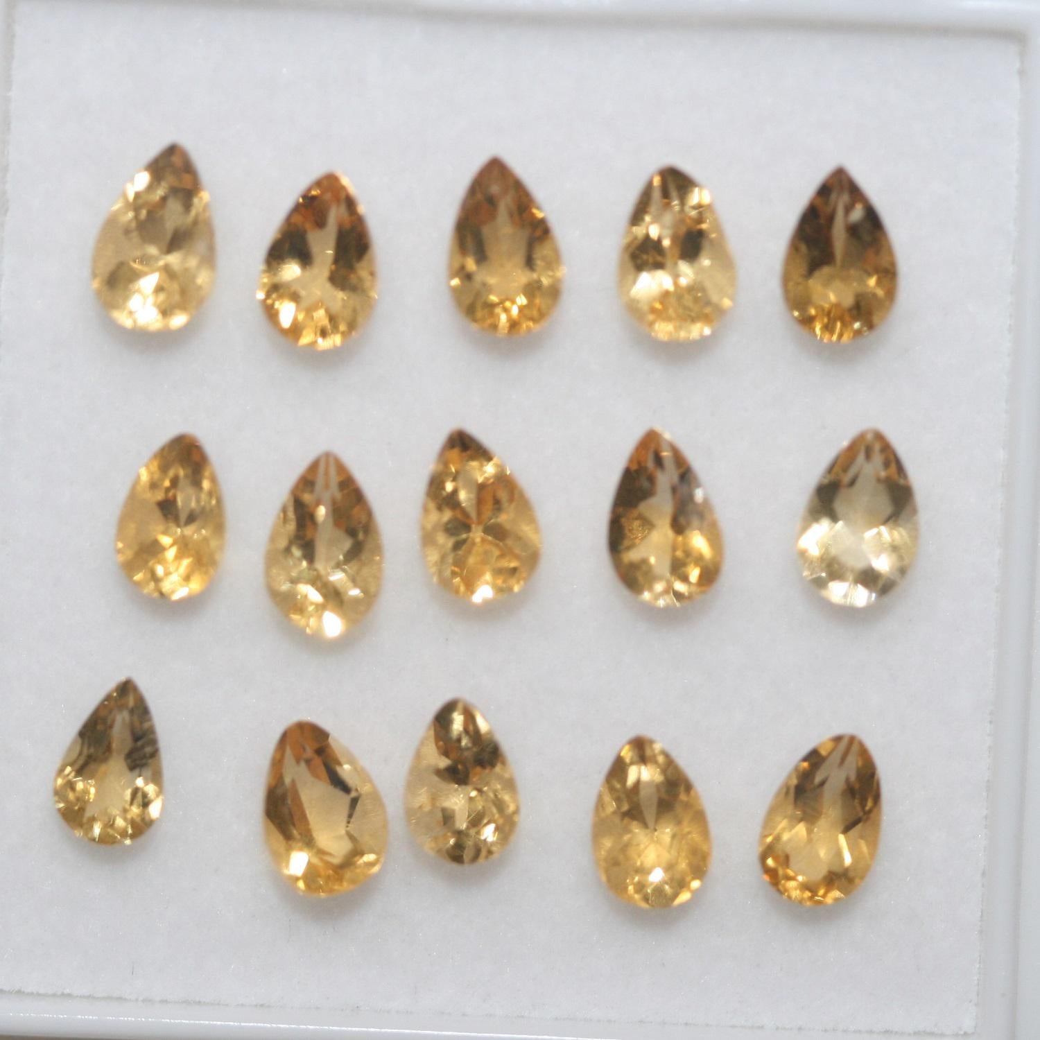 Lote de 15 gotas de citrino facetadas de 6 x 4 mm. (15 piezas).