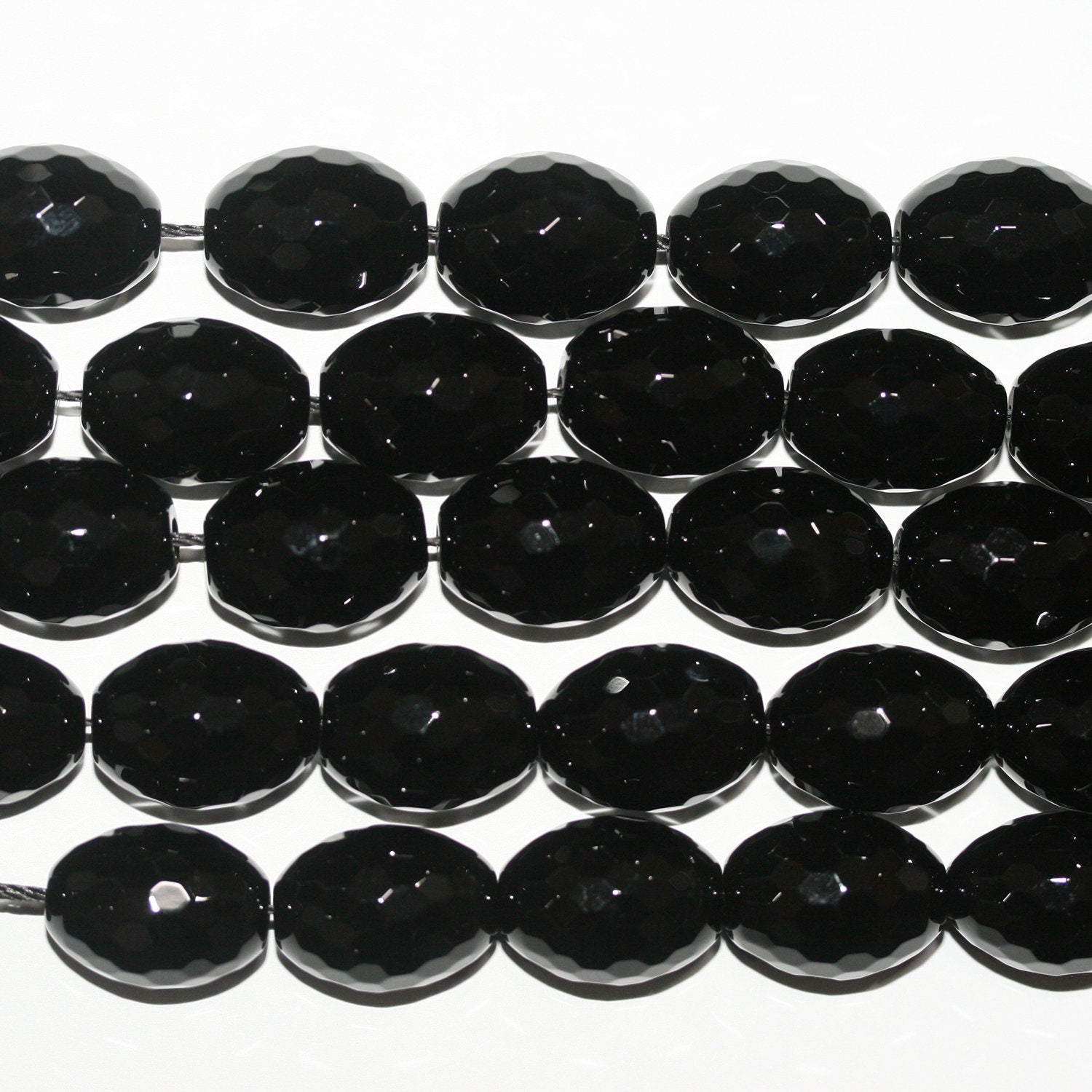 Cuentas de barril facetadas de ónix santo de 16" de 20 x 15 mm, hilo de 40 cm.