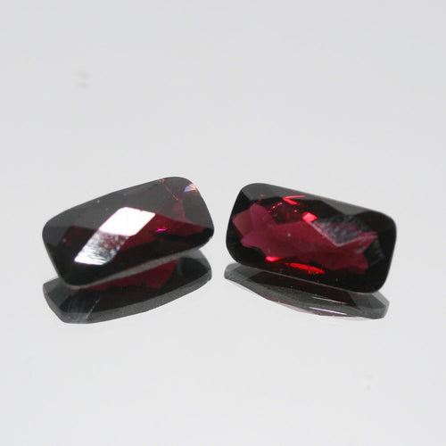 1 Pair Garnet Rectangular Faceted Briolette cut 14x7mm (1 pair)