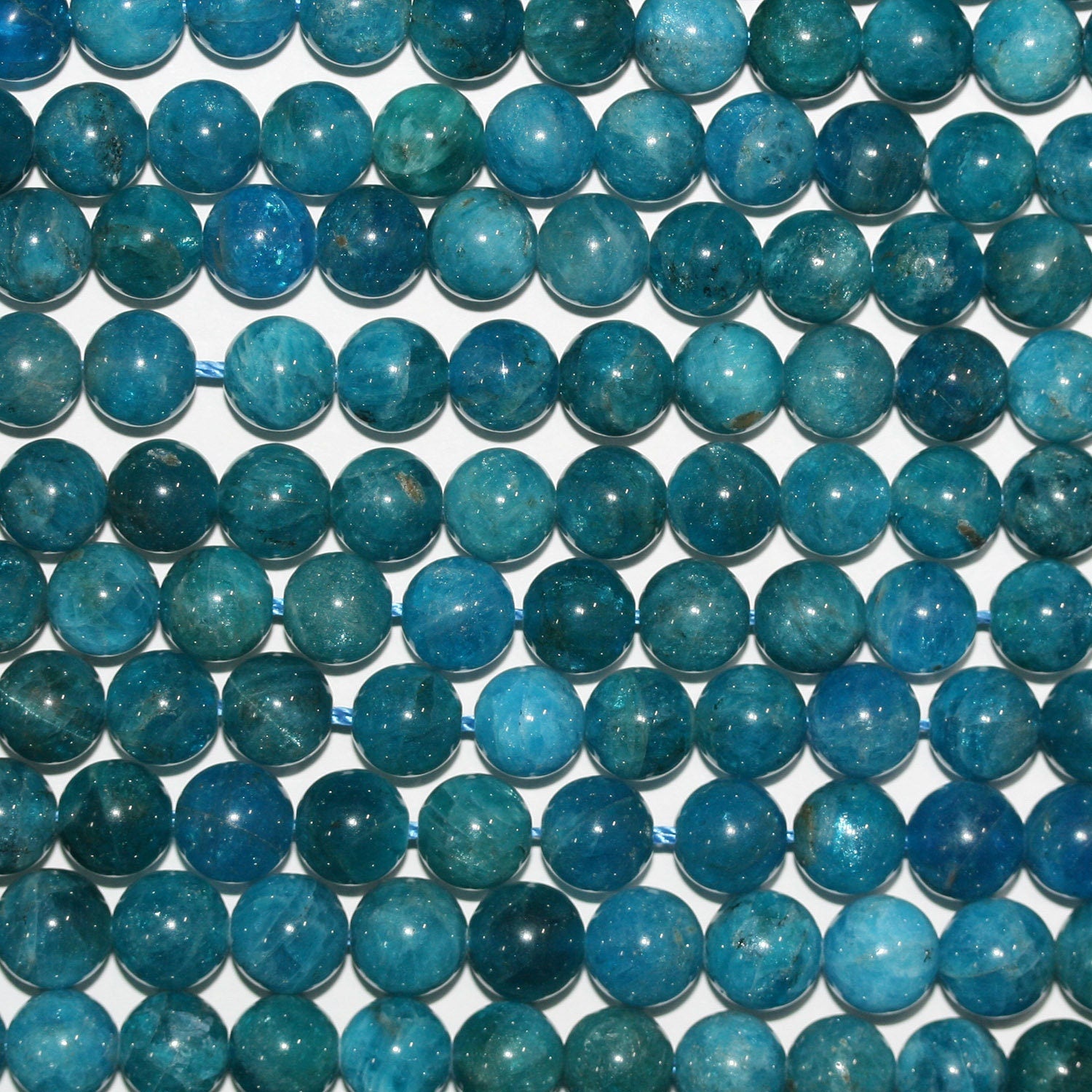 14" St Apatite Smooth Round Beads 8mm.-Strand 38cm