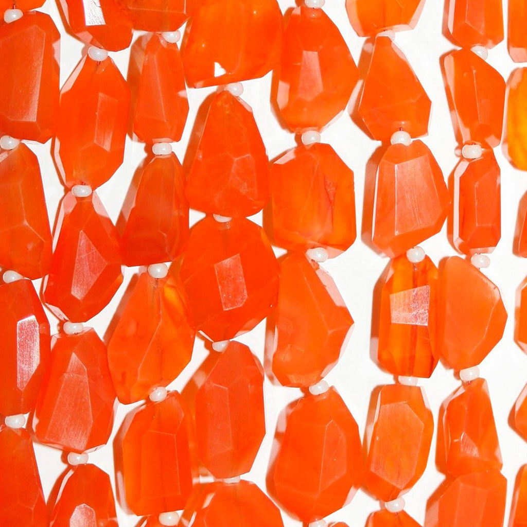 14" St Carnelian Faceted Nugget 10-12mm.Approx.-Strand 35cm.