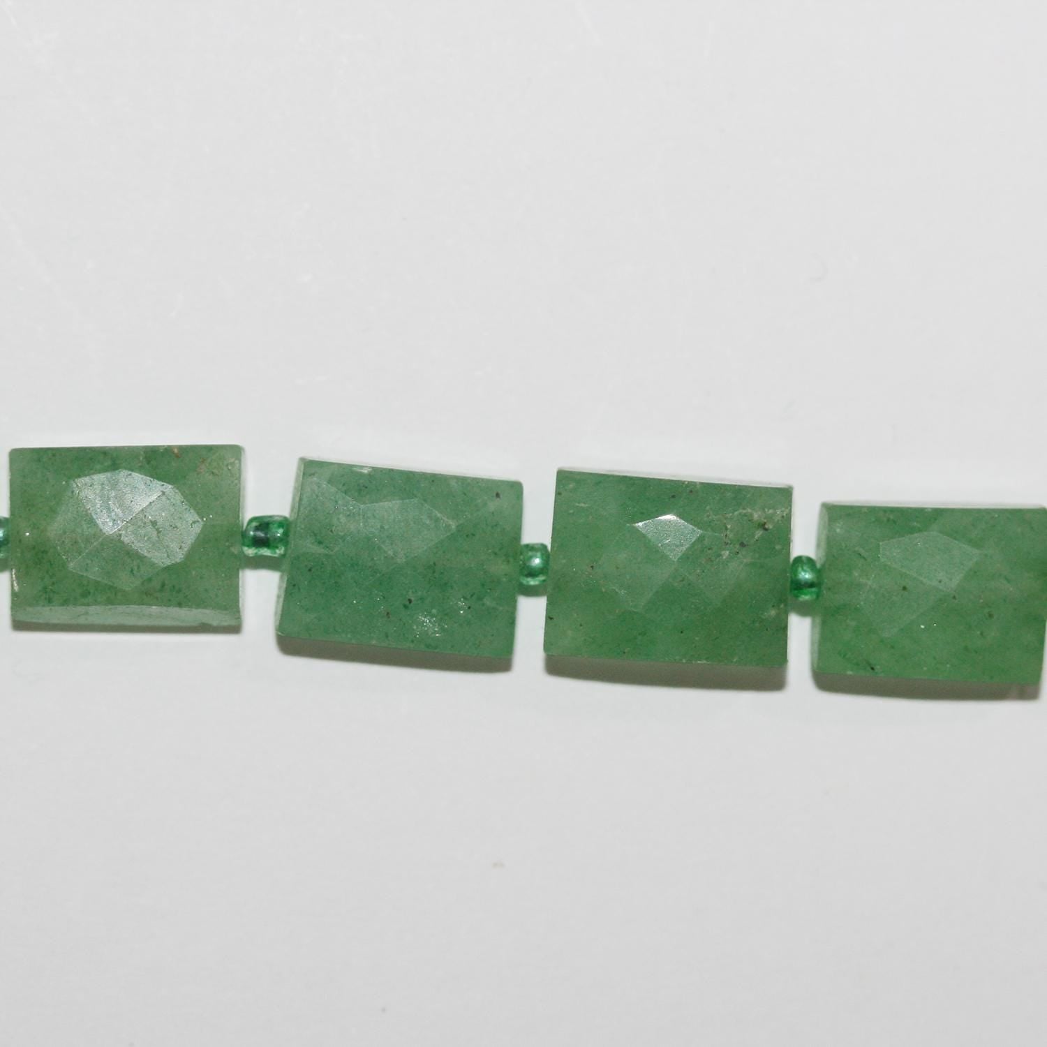 Perles rectangulaires à facettes en aventurine St de 23 cm (9 pouces), 13 x 10 mm environ - Longueur du fil : 22 cm