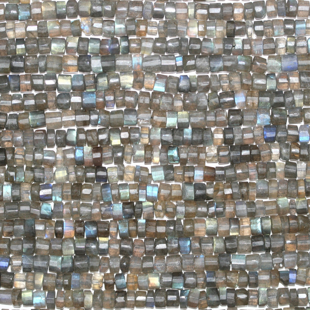 14" St Labradorite Faceted Disc Beads 6x4mm. Approx.- Strand 35cm.