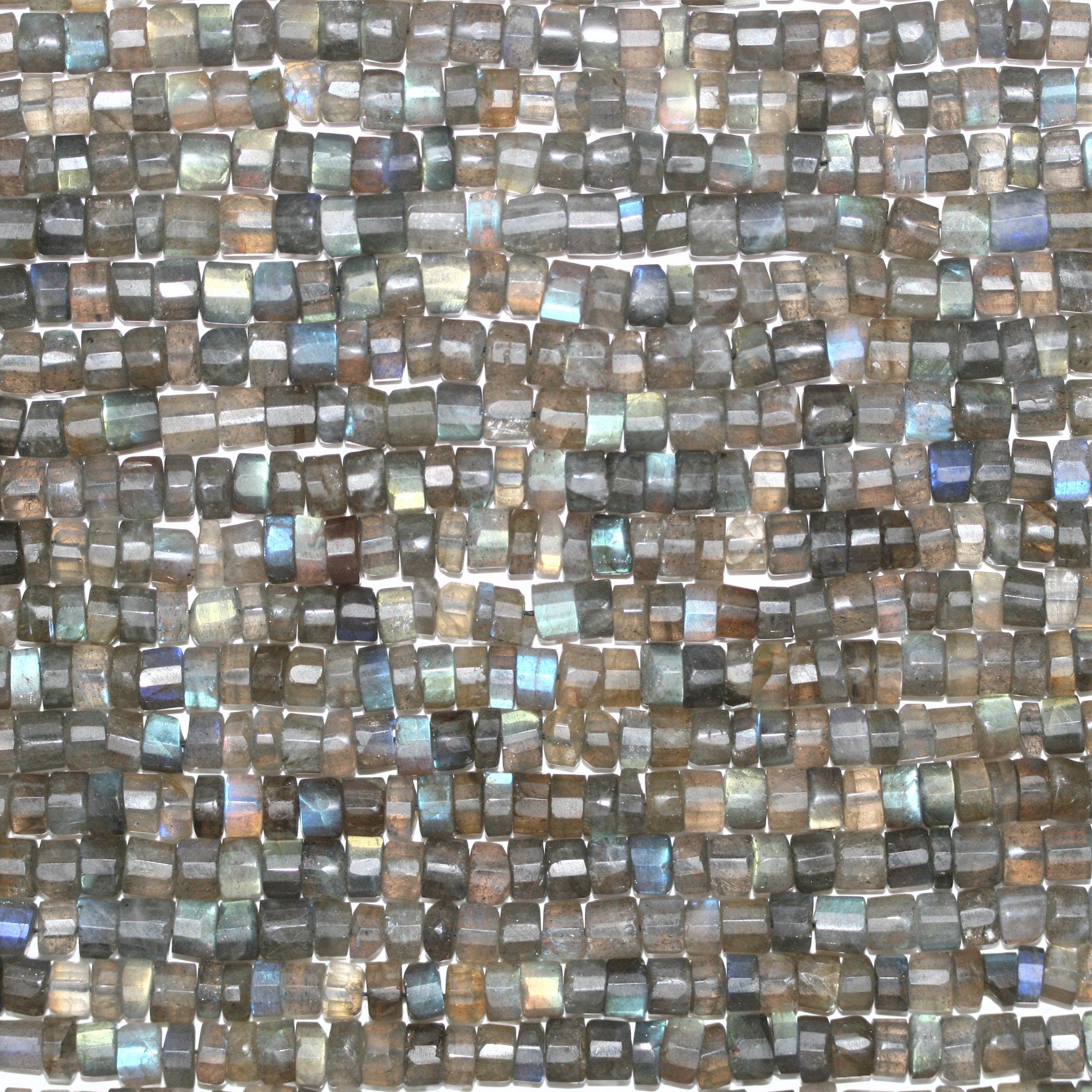 14" St Labradorite Faceted Disc Beads 6x4mm. Approx.- Strand 35cm.