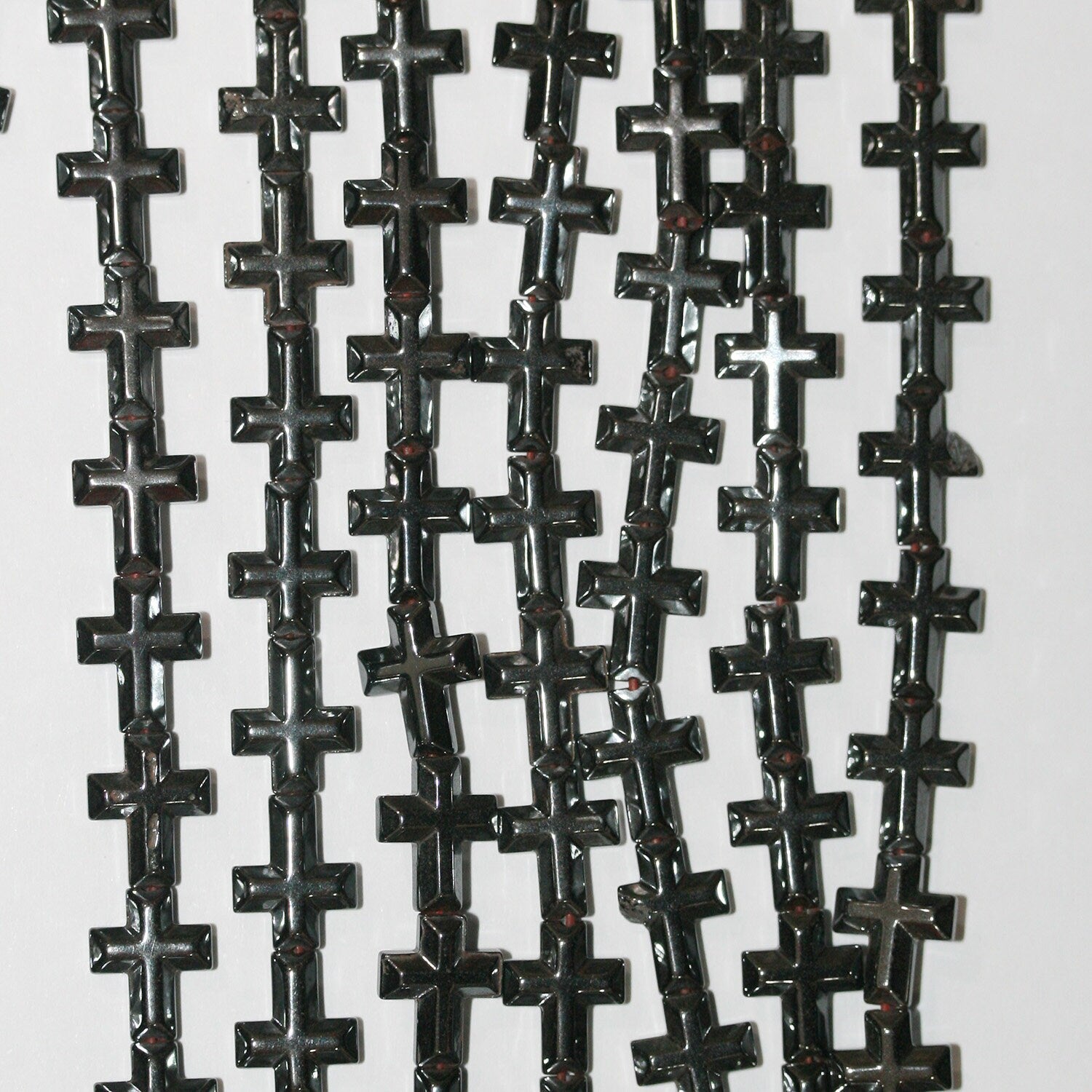 16" Cuentas de Cruz Facetadas de Hematita Santa 10x8mm.-Hilo 40cm.