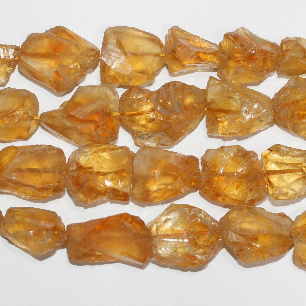 Perles de citrine St non polies, 13-18 mm environ - Longueur du fil : 38 cm