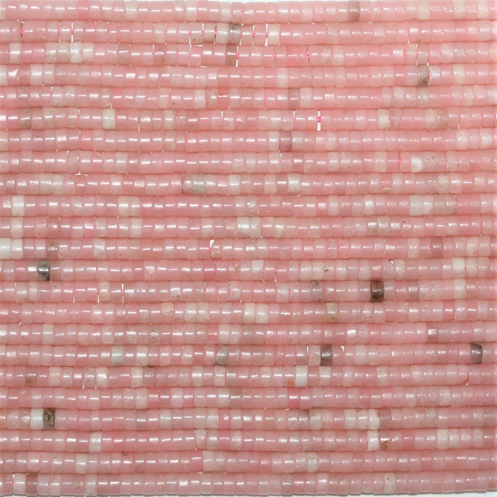 Cuentas de disco lisas de ópalo rosa de 16" de 4 x 2 mm - Hilo de 40 cm.