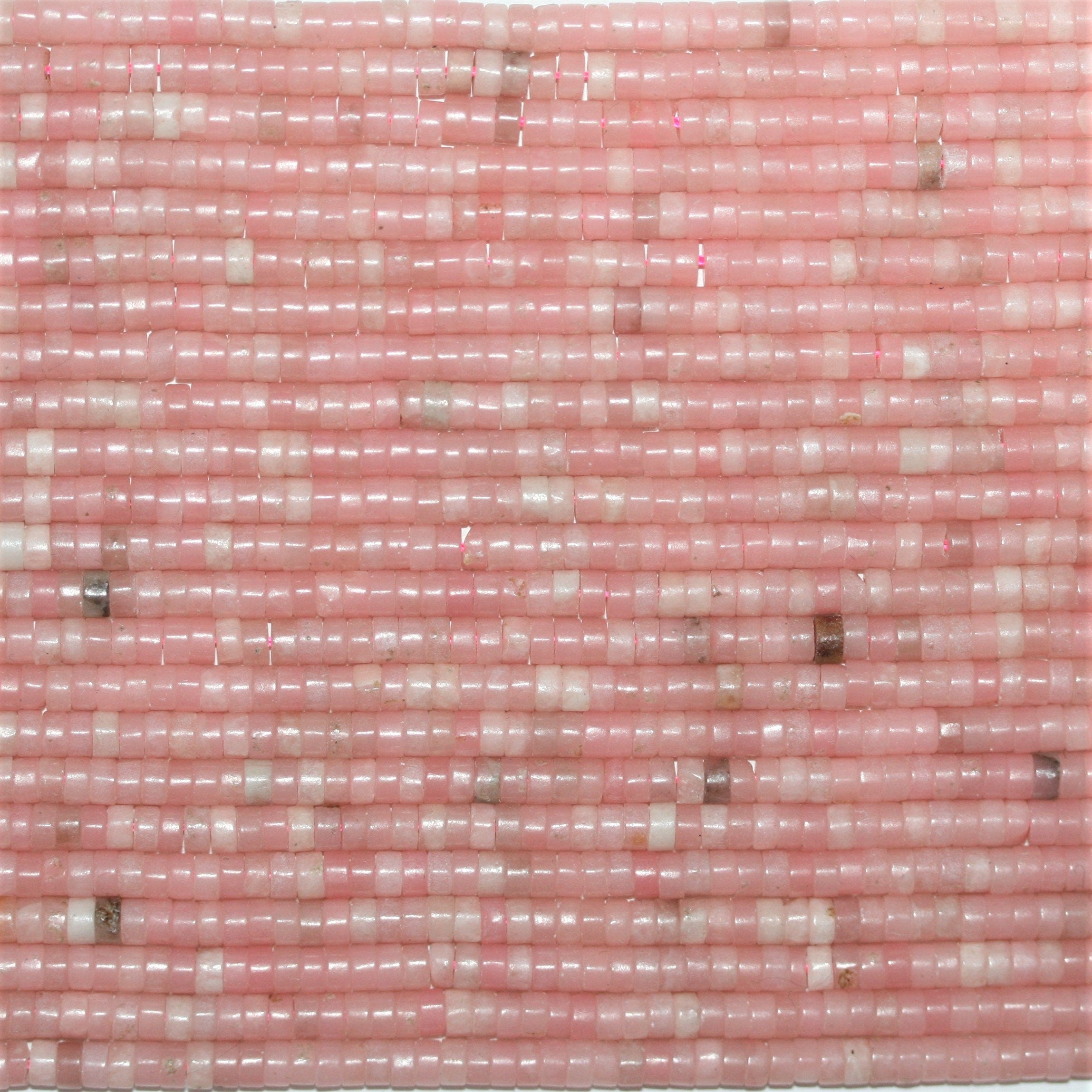 Cuentas de disco lisas de ópalo rosa de 16" de 4 x 2 mm - Hilo de 40 cm.