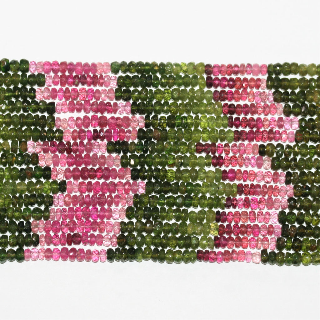 Perles rondelles à facettes en tourmaline St 14" 4x2mm.-Rig 37cm.