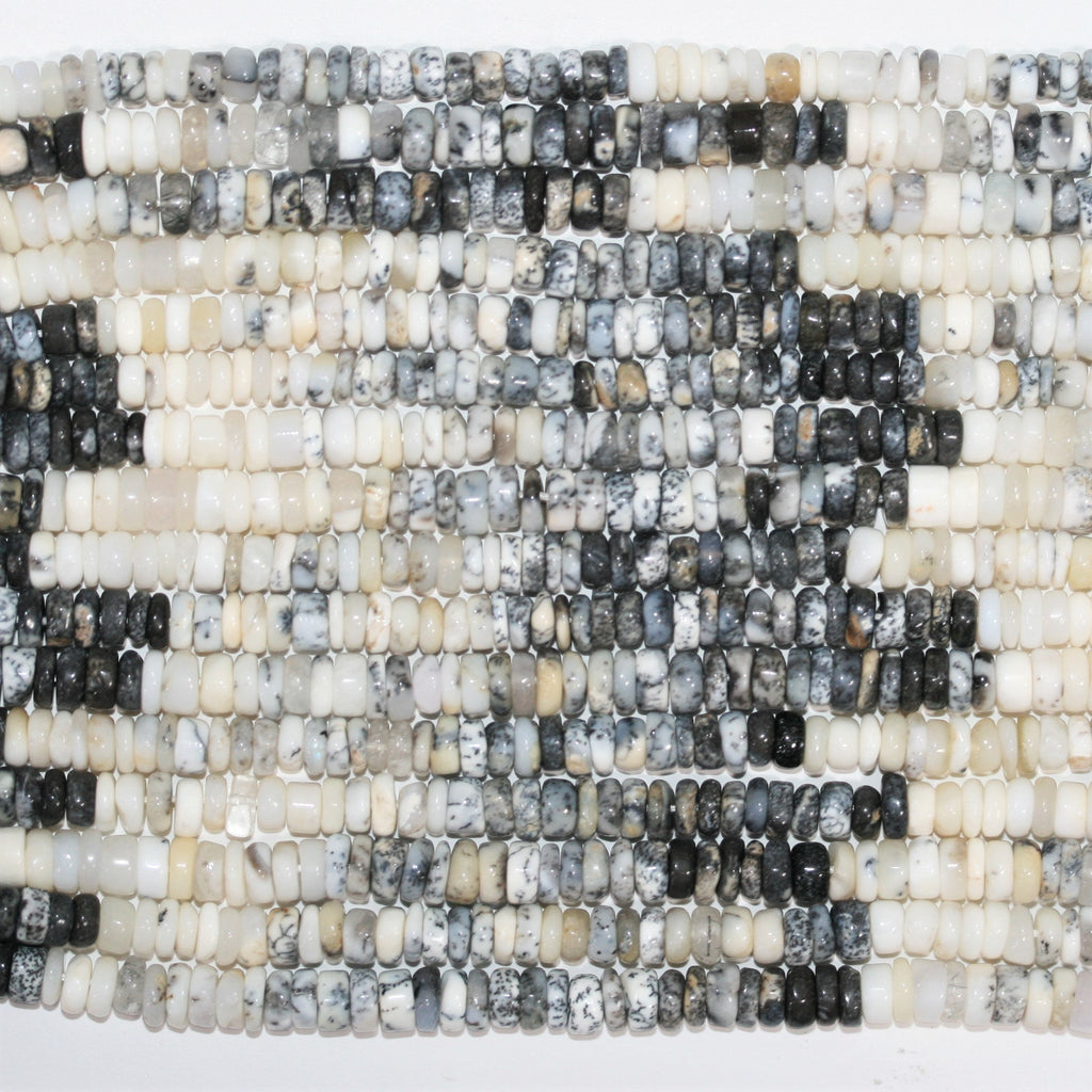 16" St Cuentas de disco liso de ópalo dendrítico 5x2 mm - Hilo de 40 cm.