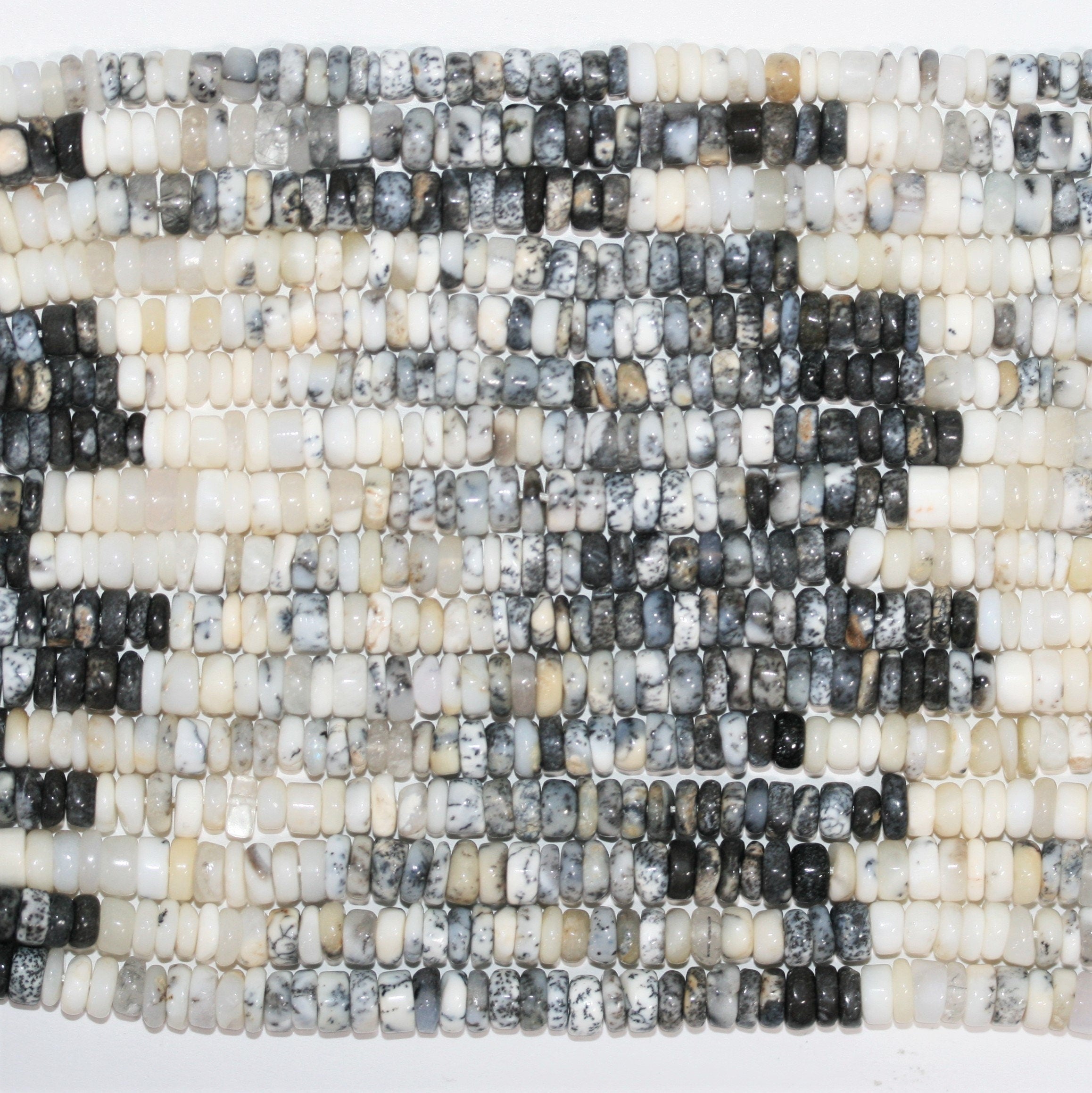 16" St Cuentas de disco liso de ópalo dendrítico 5x2 mm - Hilo de 40 cm.