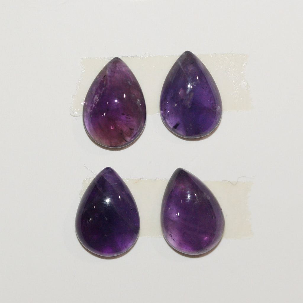 Lote de 4 cabujones de amatista lisos de 12 x 8 mm. (4 piezas)