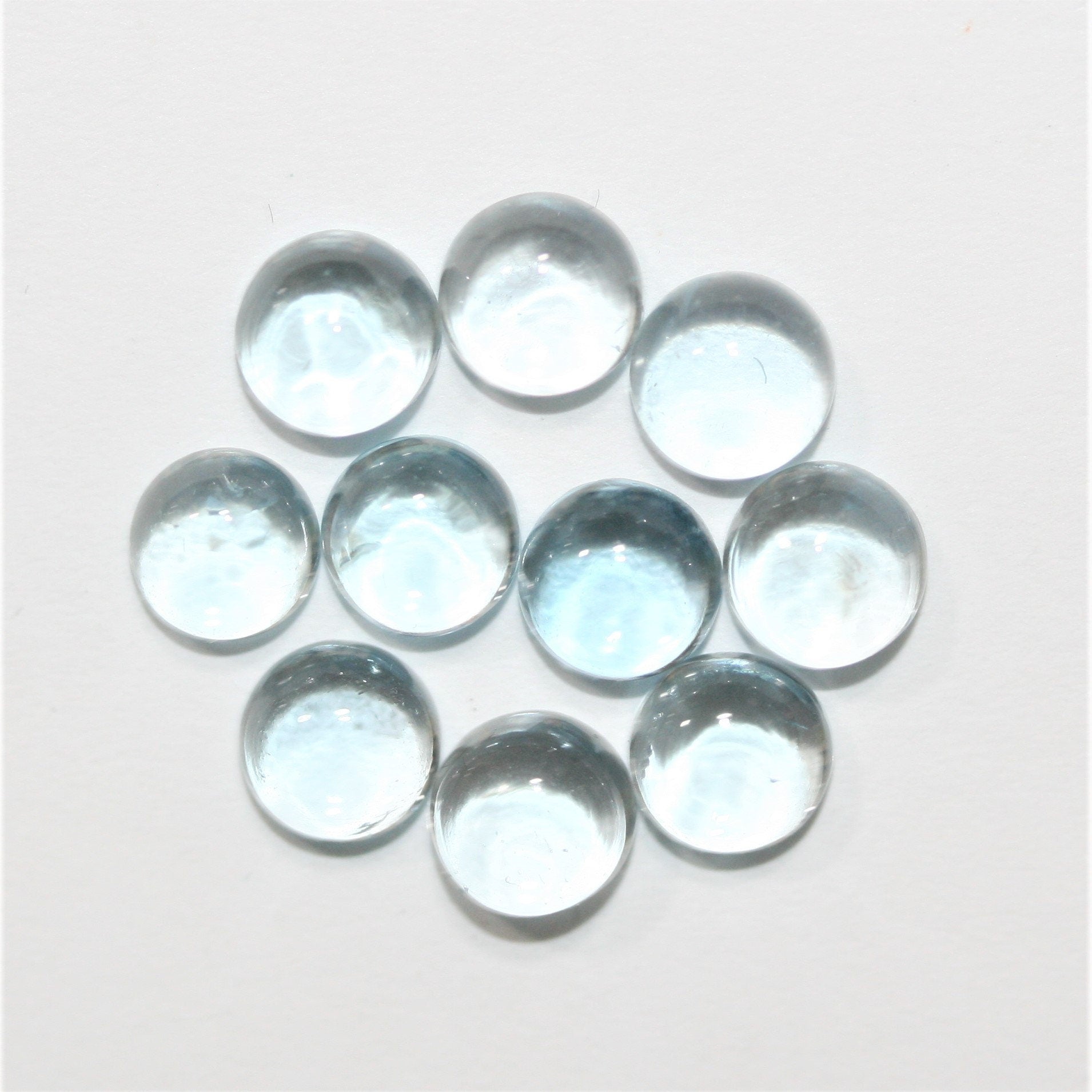 Sky Blue Topaz Smooth Round Cabochons Lot 6mm.- 10 Pieces