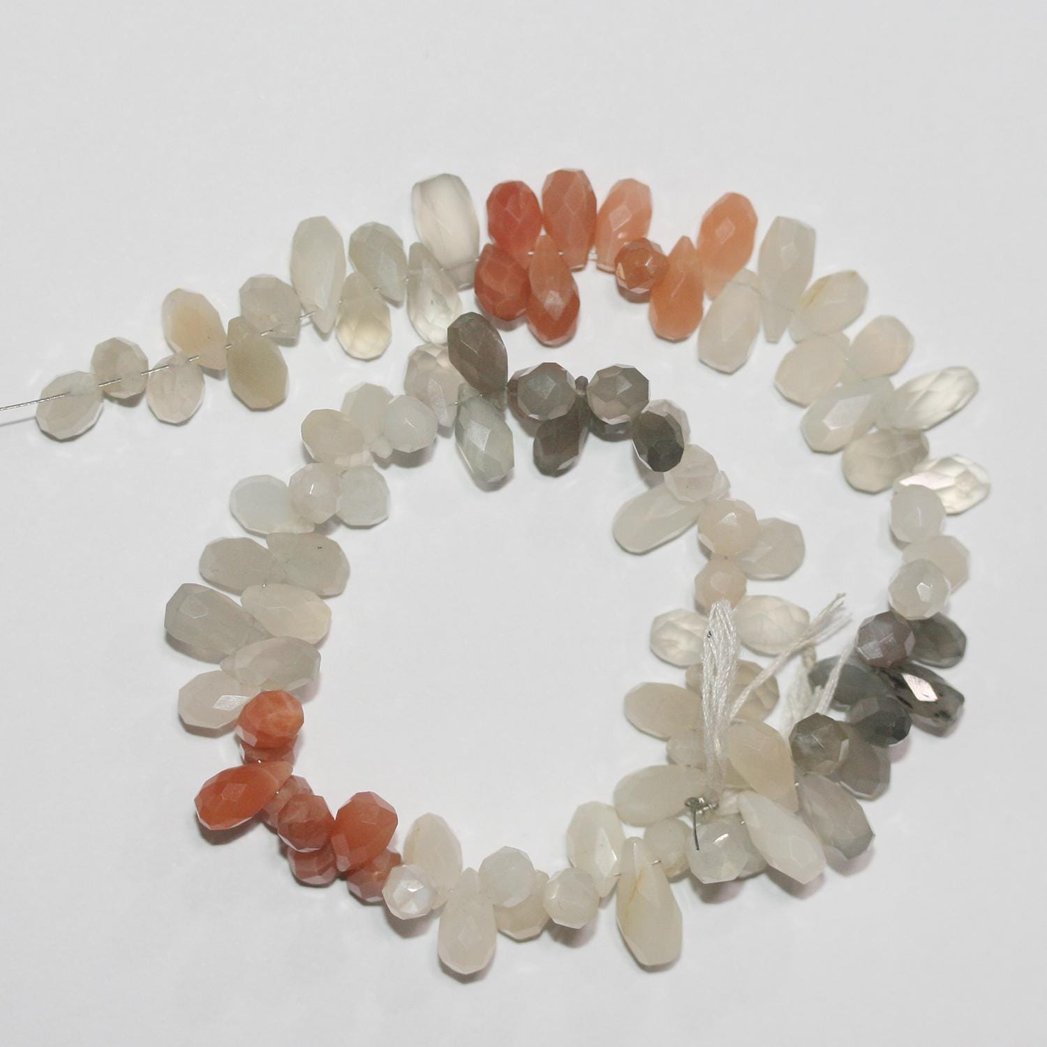 11" St Multicolor Moonstone Faceted Drop Beads 10x5mm.Approx.-Strand 28cm.