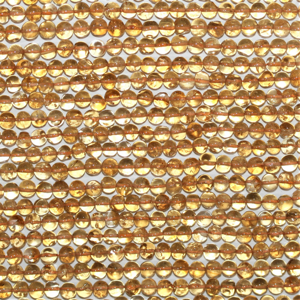 Perles rondes lisses de citrine 4 mm - Fil de 38 cm.