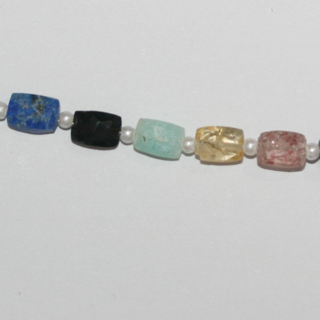 Perles rectangulaires à facettes en pierre multiple de 8 pouces, 7 x 5 mm environ - Fil de 20 cm.