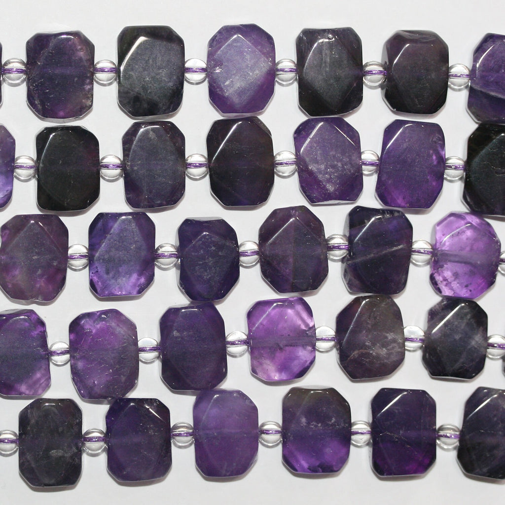 Perles ovales plates et lisses en améthyste de 15 pouces (environ 11 x 14 mm) - Longueur du fil : 39 cm