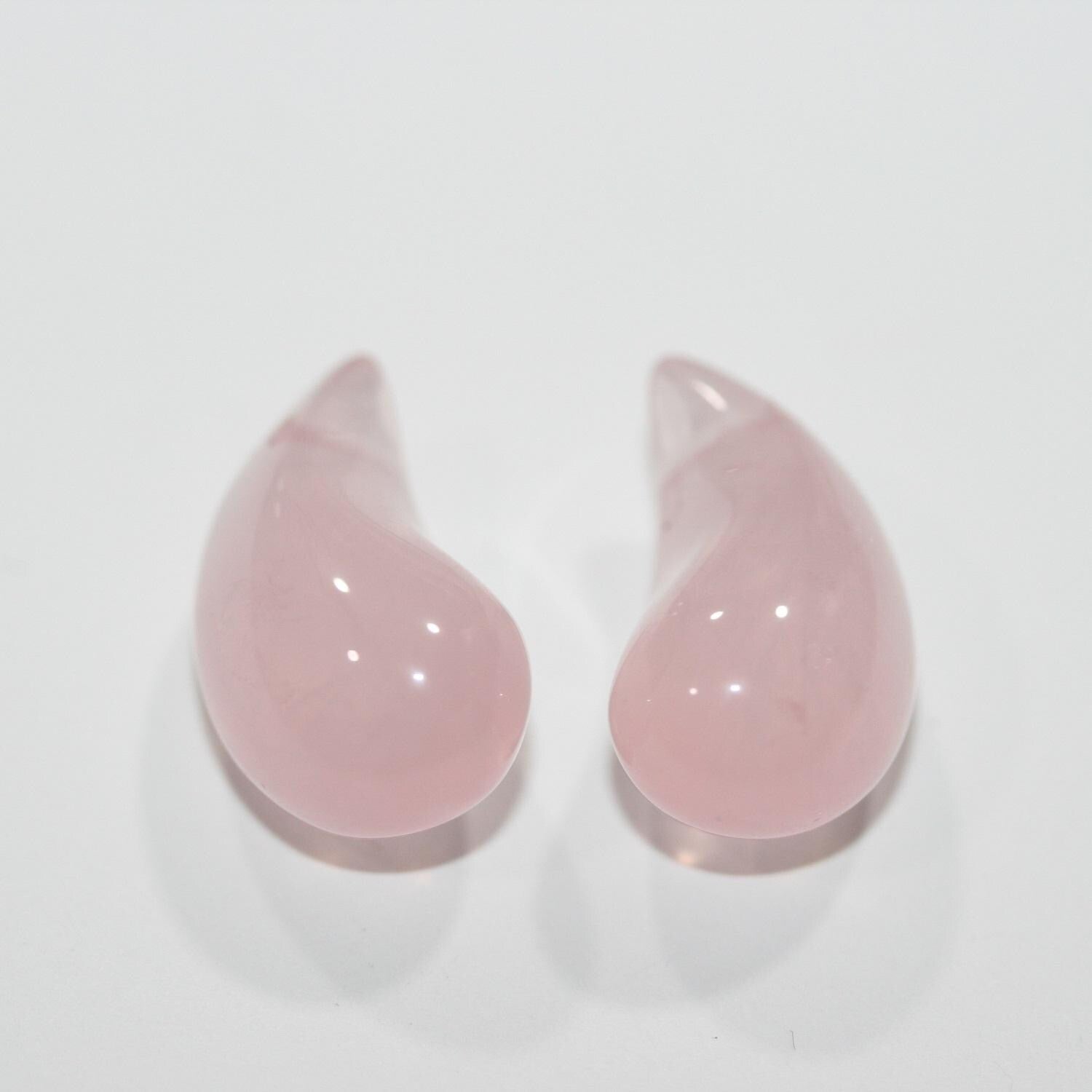 Colgante de Cuarzo Rosa Colmillo Liso (1 Par) 20x10mm.- Ref.14815