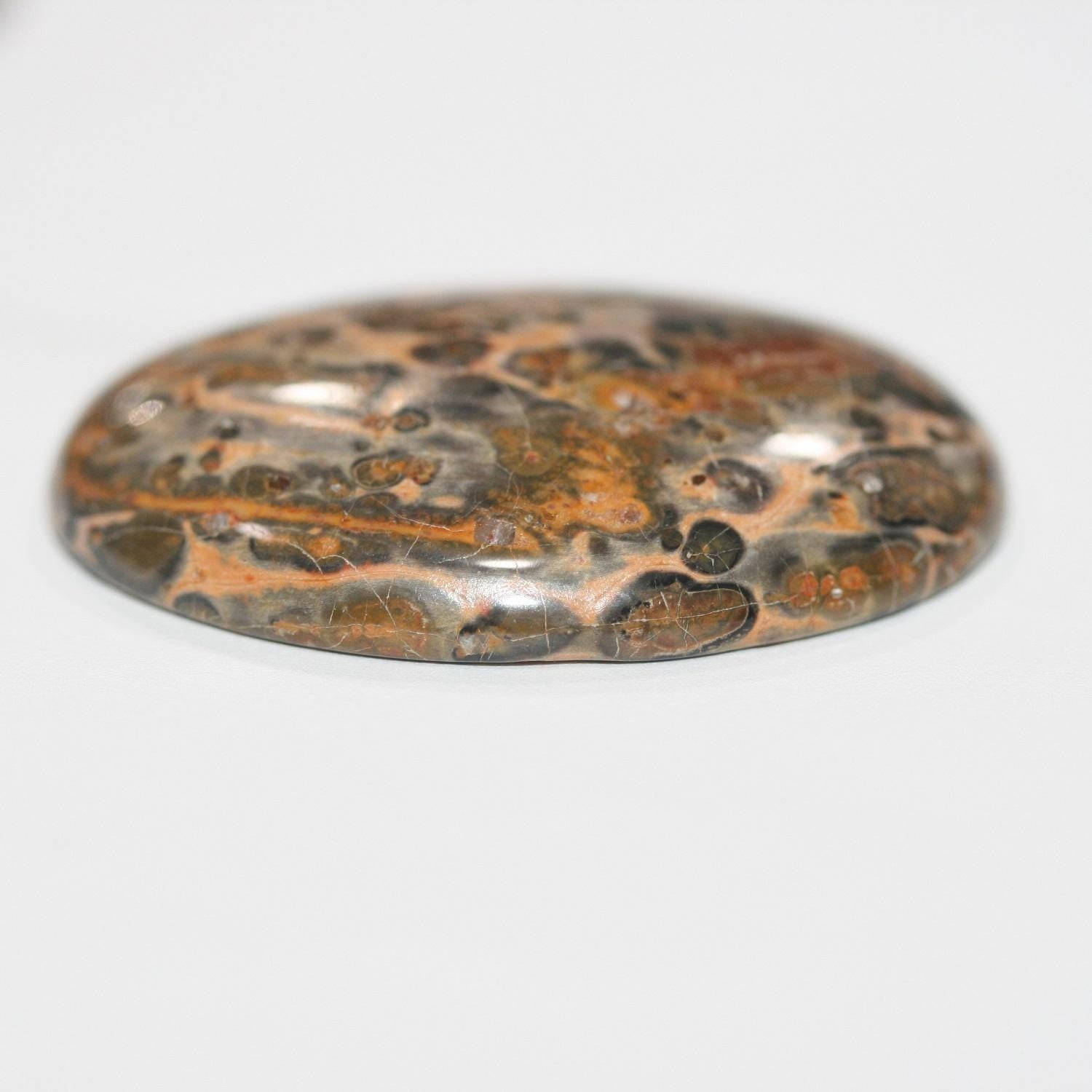BIG 1 Pcs Oval Jasper Leopard Smooth Cabochon  ( 1Pcs )