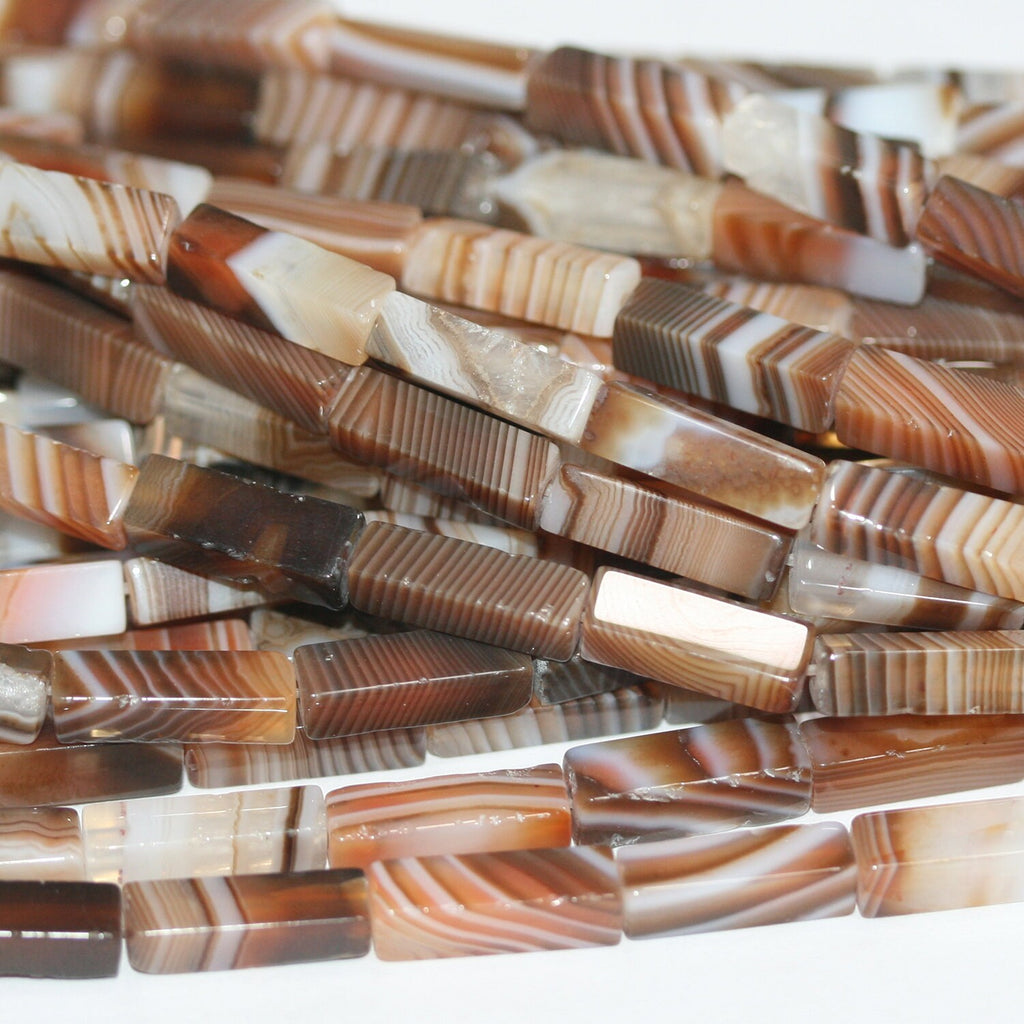 15" Perles prismatiques lisses en agate St Botswana 13x4mm.-Rig 39cm.