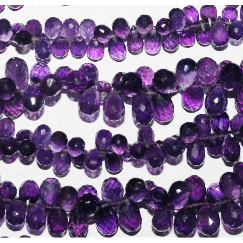 Cuentas de amatista africana facetadas de alta calidad, 7,5" (7 x 4 mm), tira de 20 cm, forma de lágrima