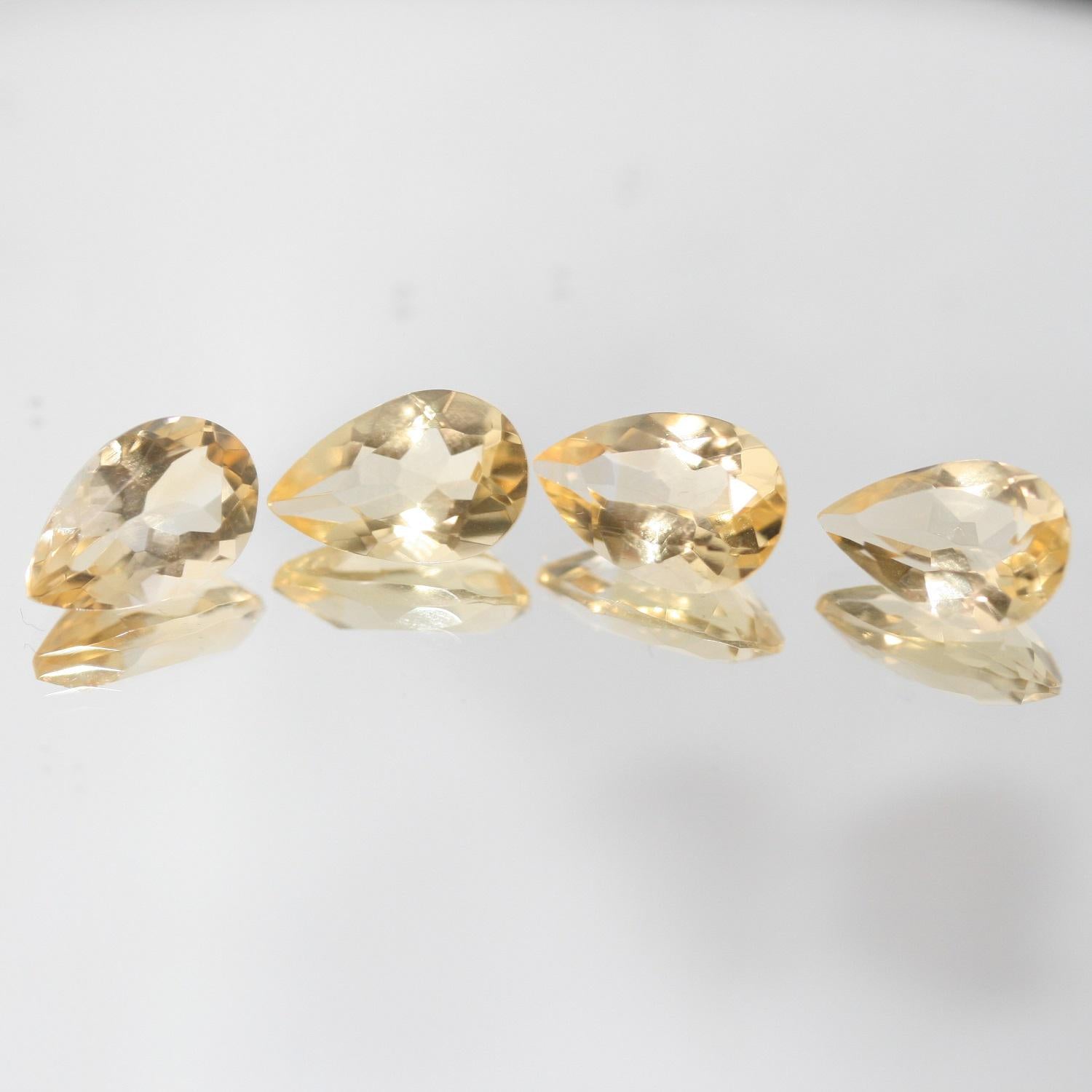 Lote de 4 piezas de citrino facetado gota 12x9 mm. (4 piezas).