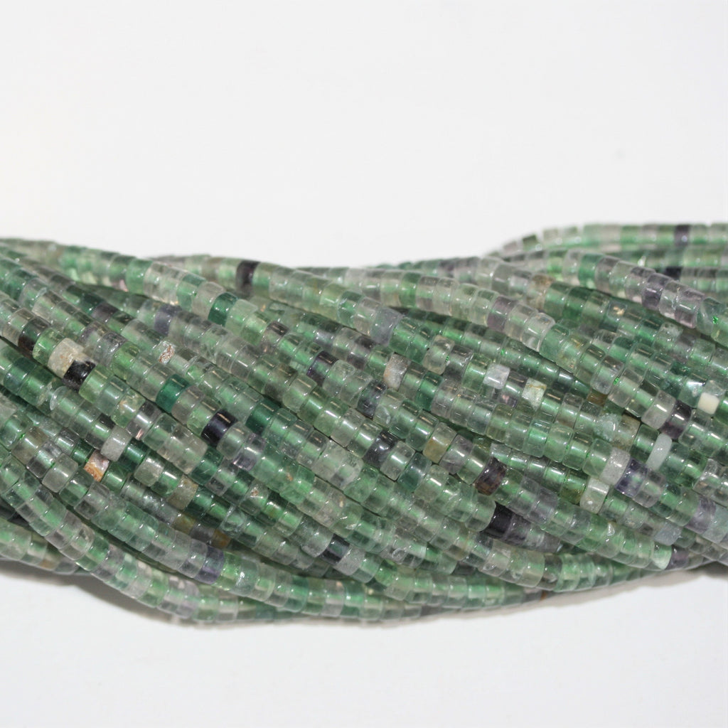 16" Cuentas de disco lisas de fluorita St 4x2 mm.- Hilo 40cm.