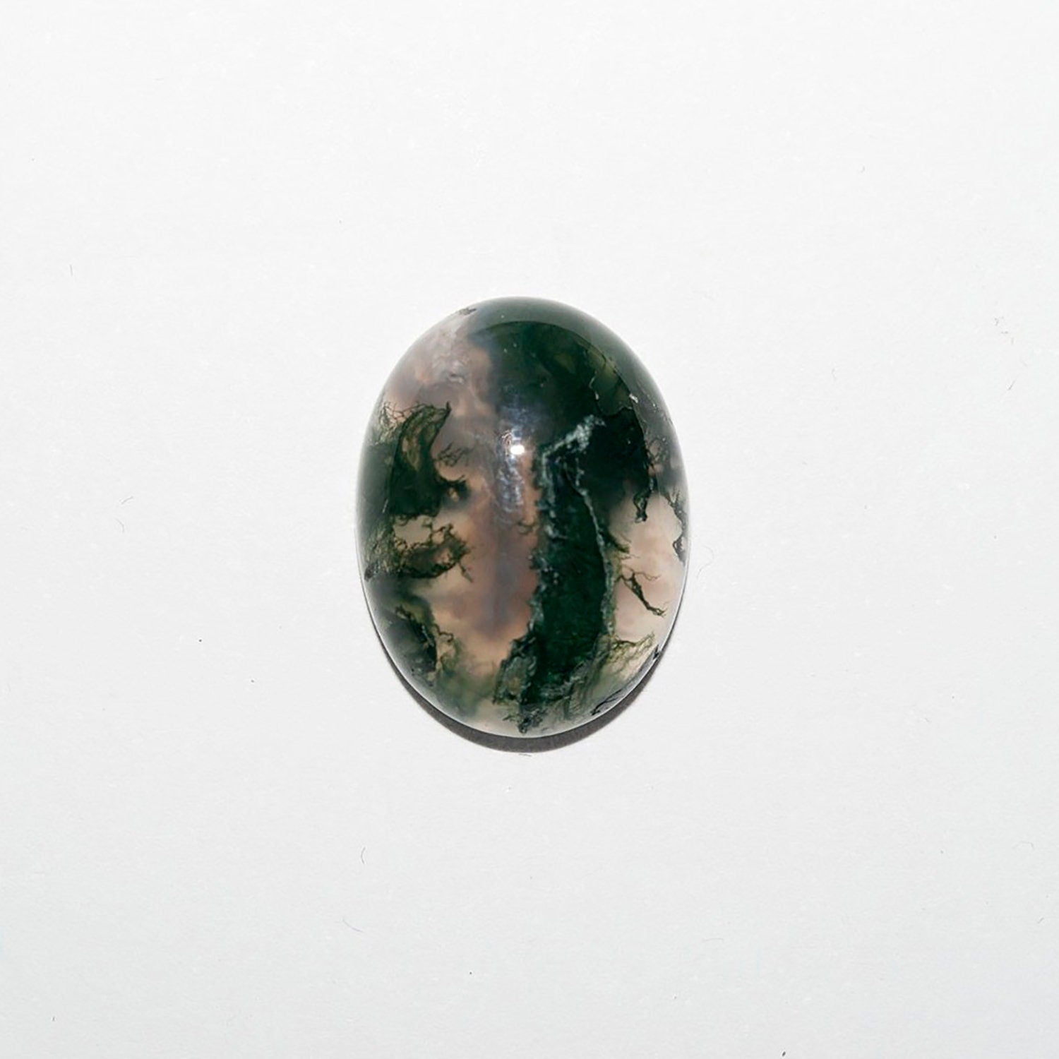 Lote de 4 cabujones ovalados de ágata musgosa de 25 x 18 mm (4 piezas).