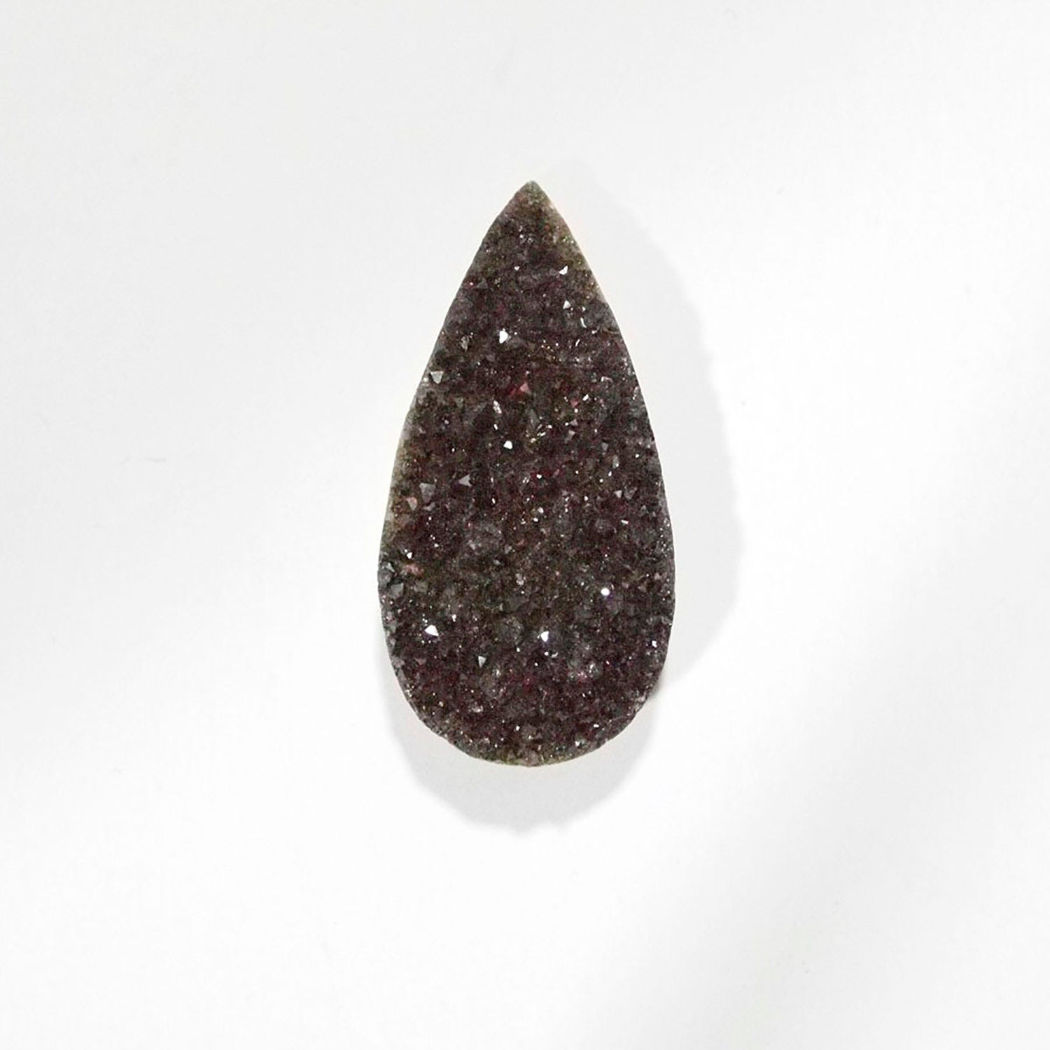 Lote de 2 cabujones de ágata drusa gris en forma de gota, 30 x 15 mm. (2 uds.)