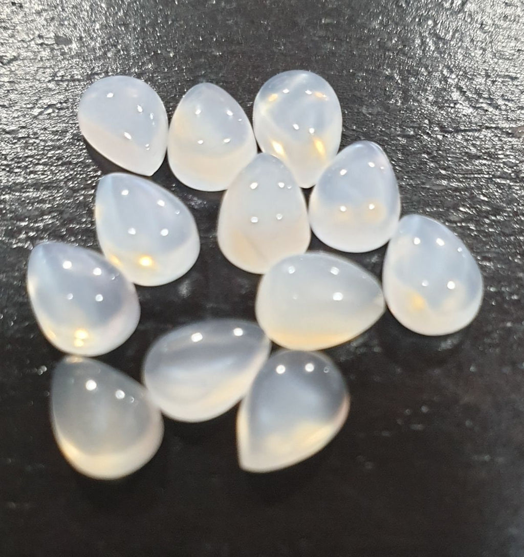 12 Pcs Lot White Moonstone Pear Cabochon 7x5mm. (12 pcs.)