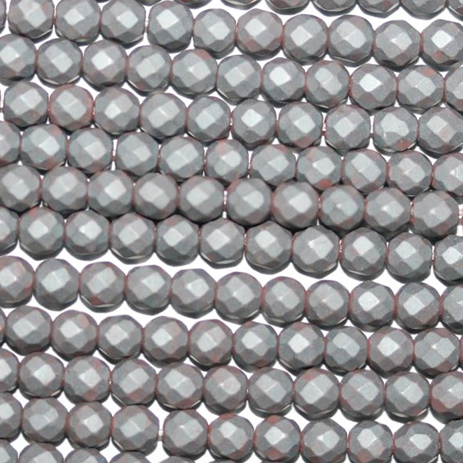 Perles rondes à facettes en hématite de st, finition mate, 40 cm (16 pouces), 4 mm de diamètre, rang de 40 cm (40 pouces).