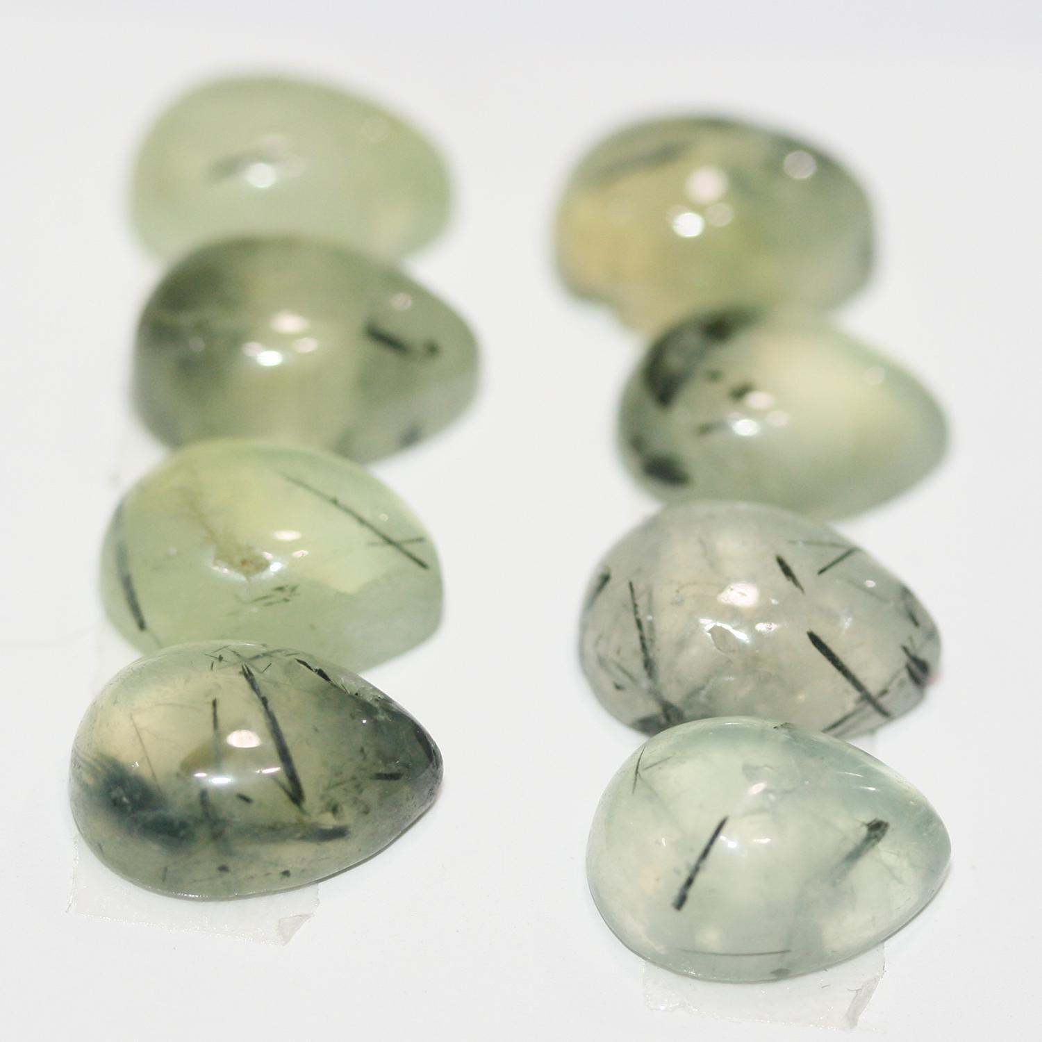 Lote de 8 cabujones de prehnita en forma de gota, 13 x 10 mm (8 unidades)