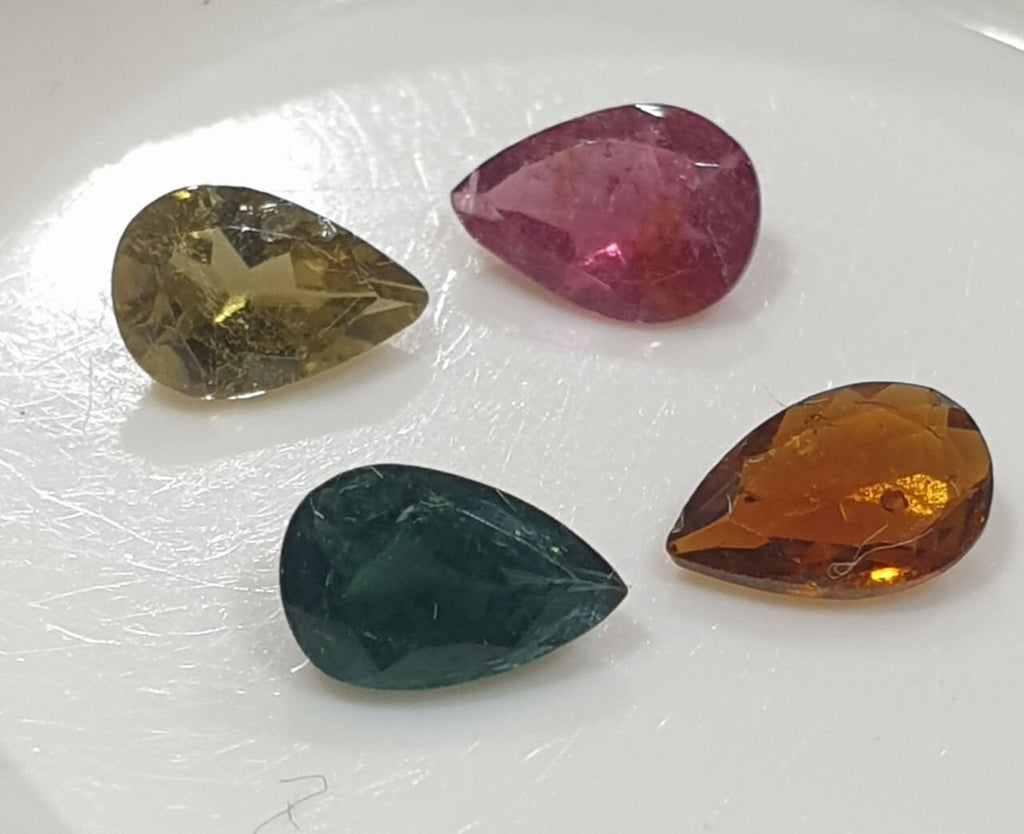 Lote de 4 turmalinas facetadas de 6 x 4 mm - Gemas sueltas - Precio al por mayor - Gemas naturales