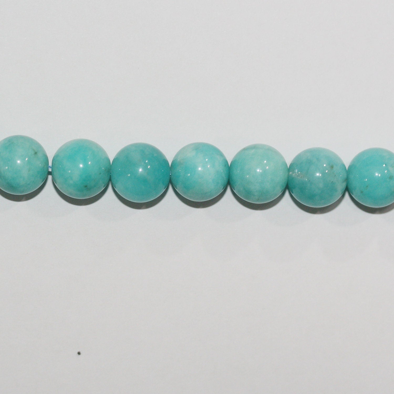 16" Cuentas Redondas Lisas de Amazonita Peruana 9-10mm.-Hilo 40cm.