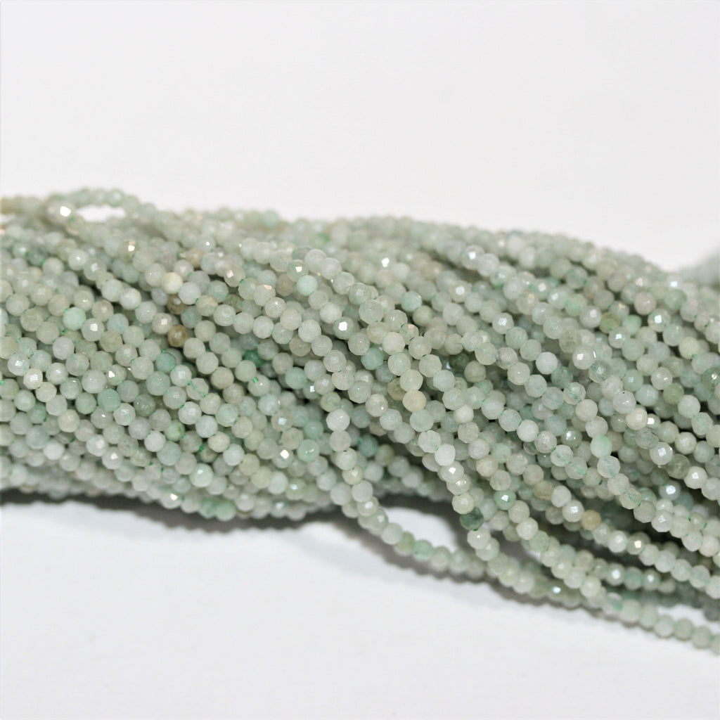 Cuentas redondas facetadas de jade de Santa Birmania de 16" de 2 mm - Hilo de 40 cm.