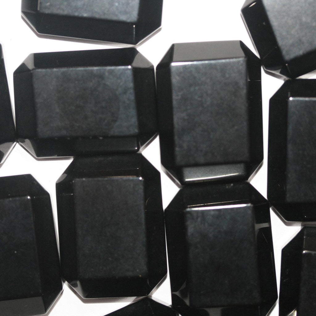 1 Pcs Onyx Rectangle Faceted Octagon  29x22mm. Approx. (1 pcs) Flat Back Without Cullet